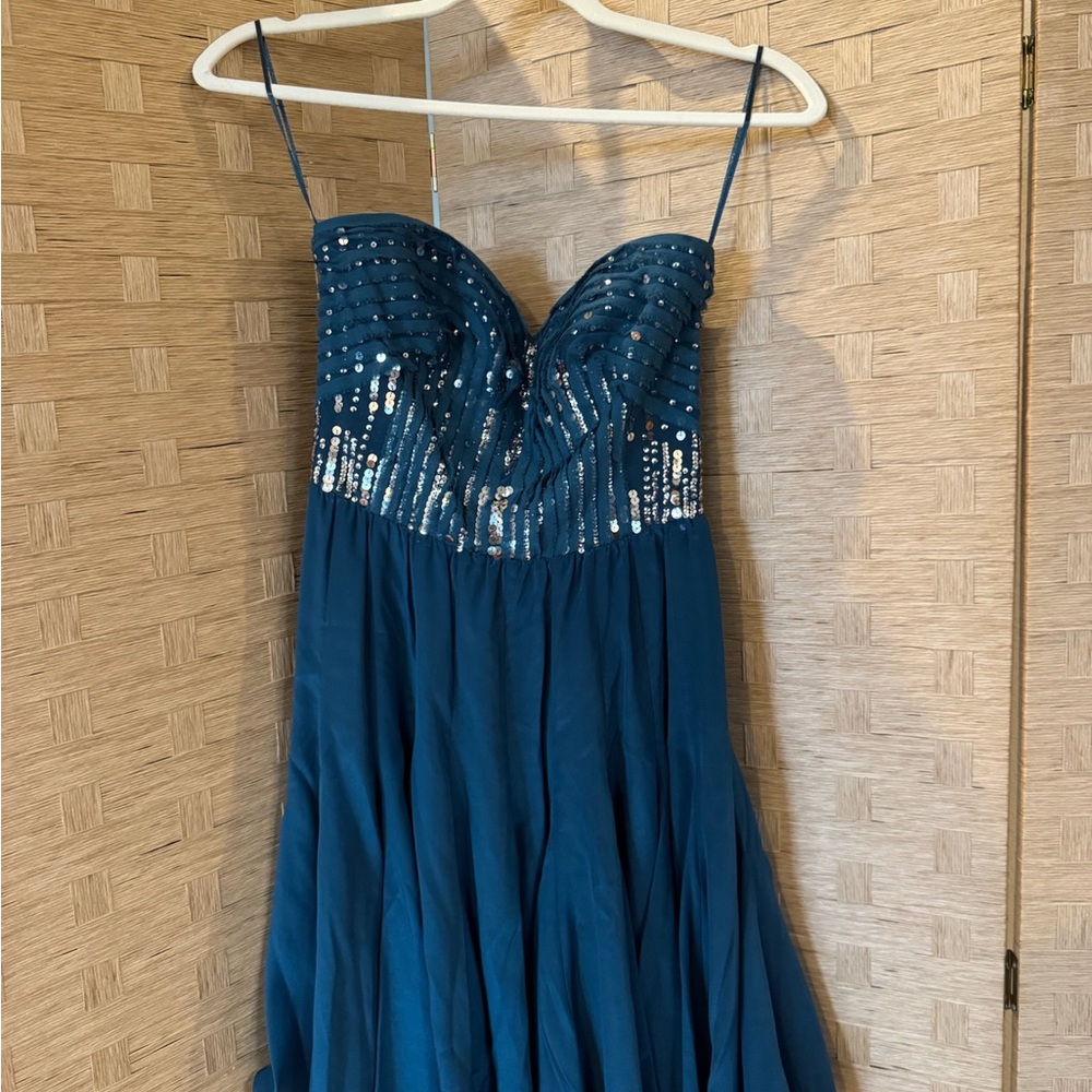 Blue Embellished Sweetheart Sundress